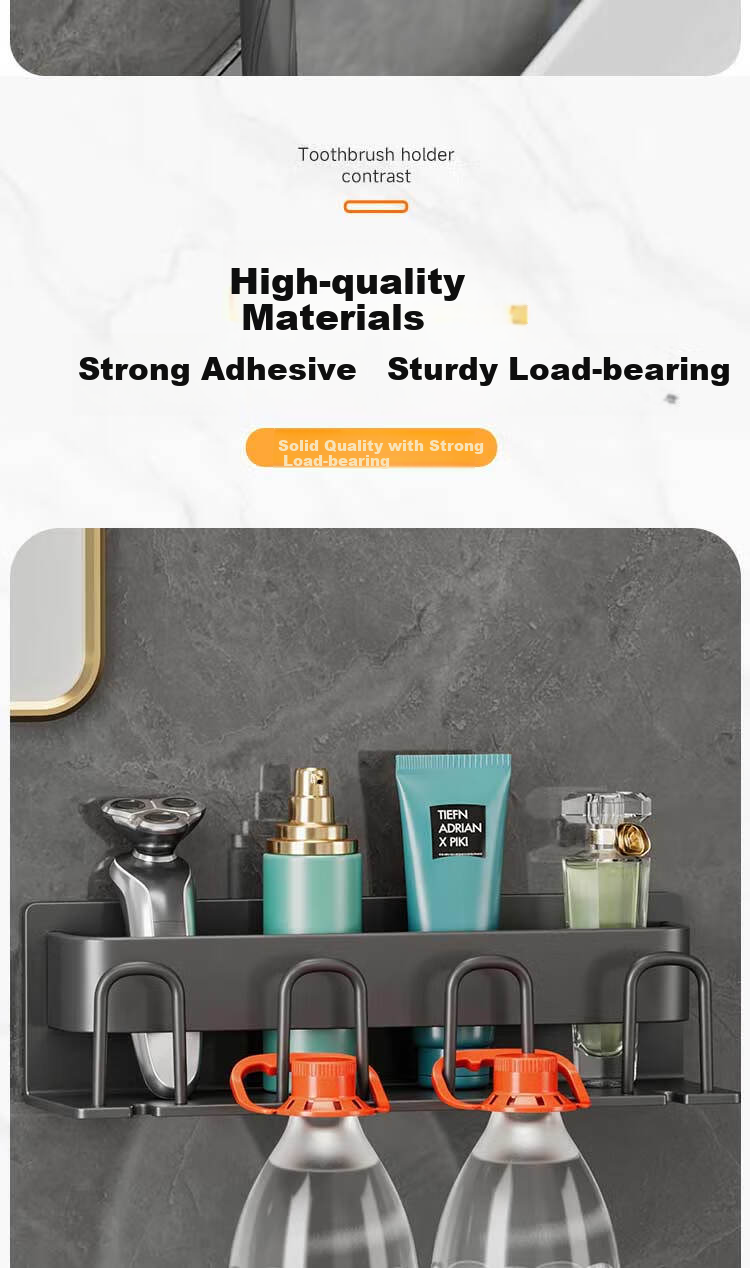 Jiabangshou Toothbrush Holder, No Drilling Required, Mouthwash Cup Wall-Mounted Toothbrush Rack Storage Shelf, Bathroom Toothbrush Cup Holder, Four Cups 8