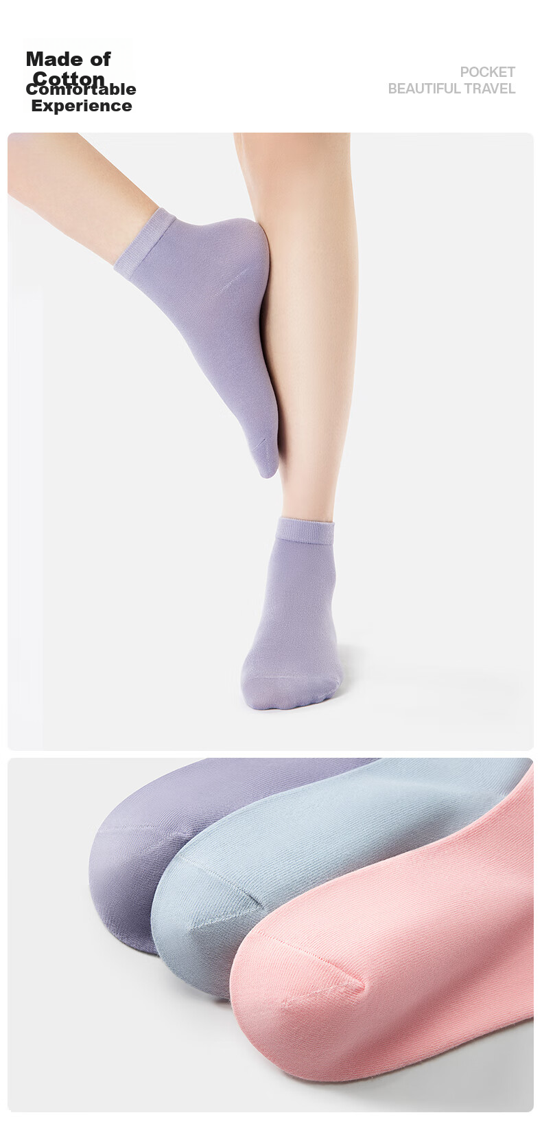 Koudailvxing Disposable Socks for Women, Cotton Short Socks for Sports, Travel, Business Trips, Portable, Women's Colorful 7 Pairs 10