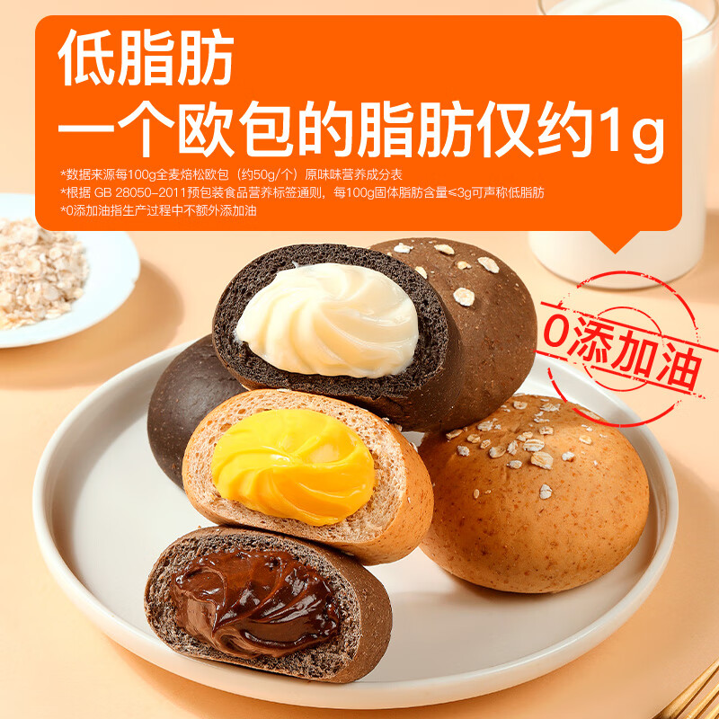 暴肌独角兽全麦面包欧包混合馅料面包早餐代餐健身休闲零食6口味混合1kg