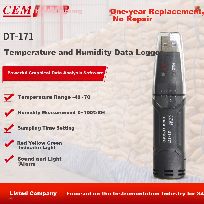CEM DT-171 Temperature And Humidity Data Logger, Indoor Temperature And Humidity Measurement Recorder with USB Transfer