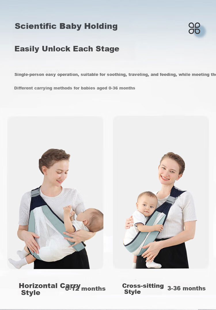 Aibaoshi Baby Carrier, Waist Stool, Front-Facing, Breathable, Horizontal And Vertical Carrying, Multifunctional Baby Sitting Strap, Baby-Carrying Tool, M678 4