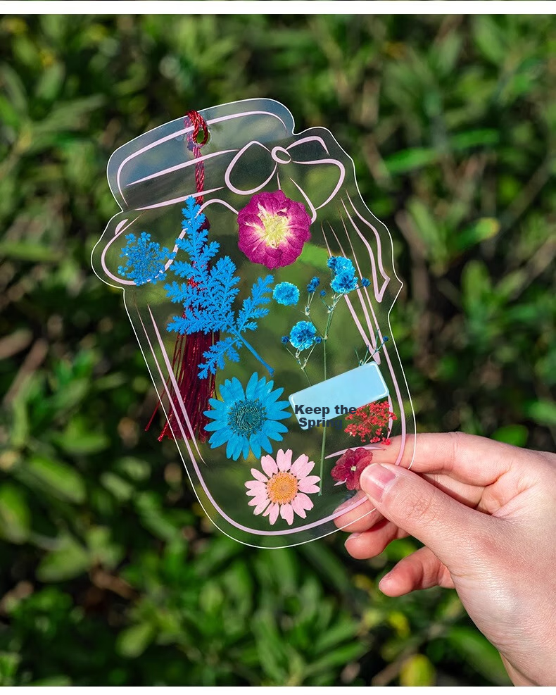 Jiamo [Popular Product], Transparent Dried Flower Bookmark DIY Craft Kit, Specimen PVC Laminating Film, Creative Plant Leaf Embossed Petals, Hanging Bottle Collection for Summer 8