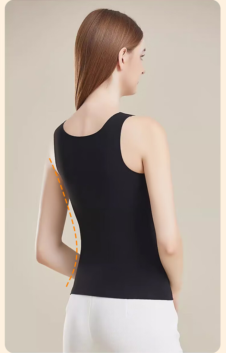 LangSha Women's Thermal Camisole Vest Autumn Winter Mulberry Silk Fleece Thickened Antibacterial Heating Seamless Built-in Bra One-piece Underwear 15