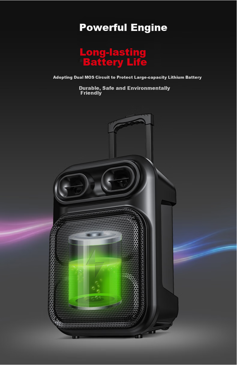 Aiguozhe S312 12-Inch Square Dance Speaker, Outdoor High-Volume Bluetooth Trolley Speaker, High-Power Portable Mobile Performance Karaoke Subwoofer, Street Vendor Stall Loudspeaker, Single Microphone 9