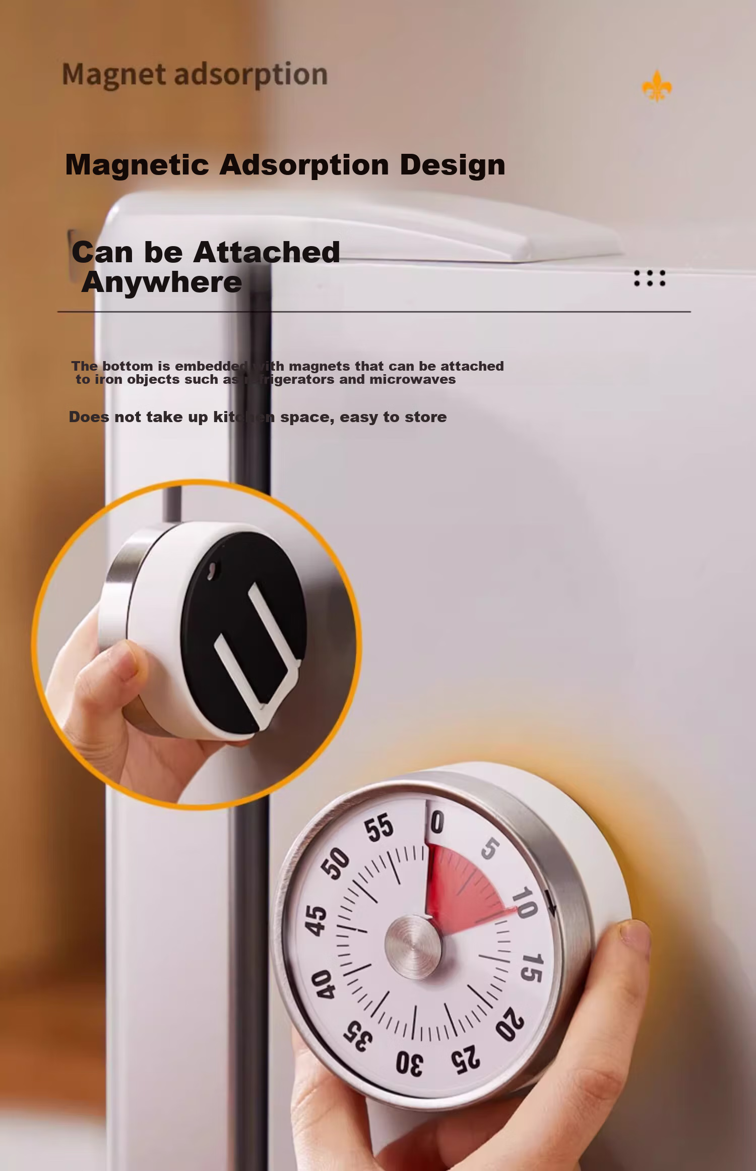 Deming Kitchen Timer Mechanical Core, Visualized Time Magnetic Timer, Kitchen Baking Countdown Timer 5