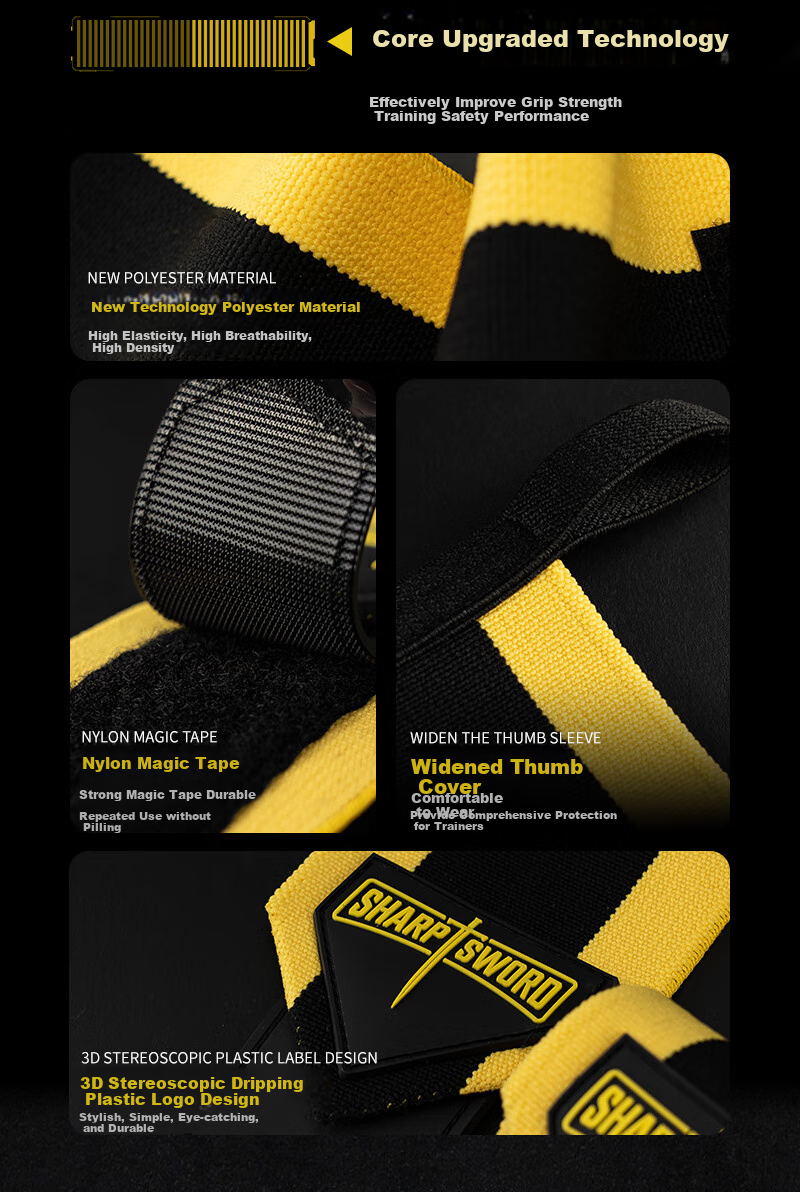 LARASTAR Fitness Wrist Wraps for Men, Bench Press Wrist Support, Weightlifting Strength Training Anti-Sprain Sports Bandages, Peak Yellow, One Pair 3