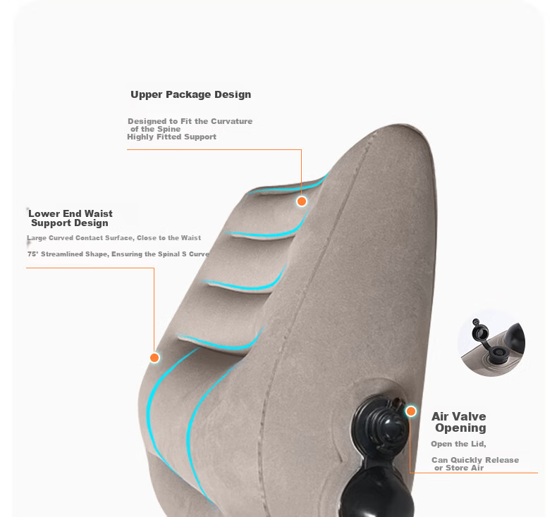 Etravel Push-In Inflatable Lumbar Pillow for Outdoor Travel, Office Chair, Long Sitting, Back Support, Car Cushion And Waist Protectio 4