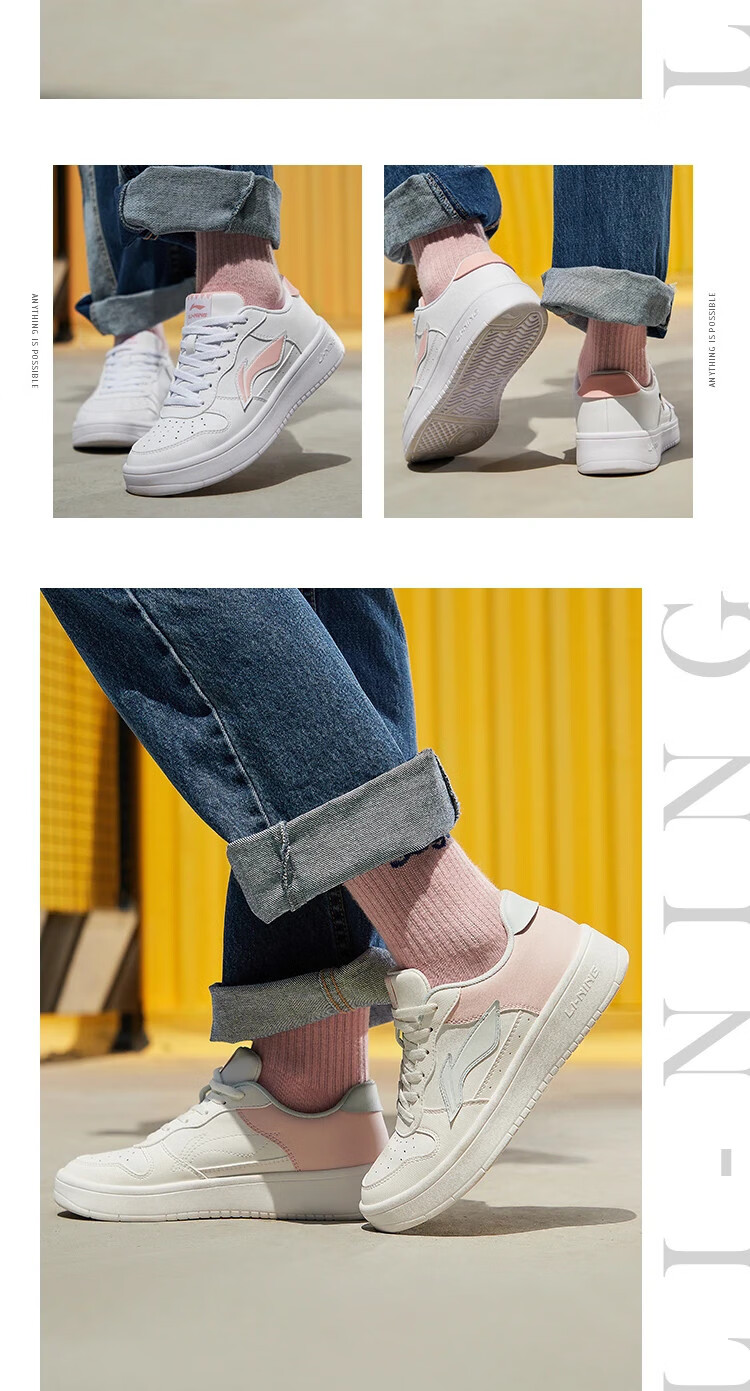 LI-NING Floating Boat Women's Low-Cut Comfortable Lightweight Breathable White Sneakers Classic Casual Fashion Everyday Versatile Skate Shoes for Women 2