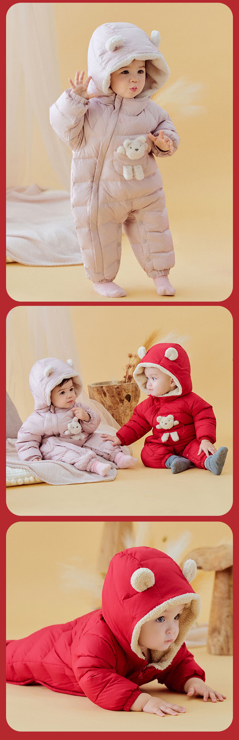 DAVE & BELLA Newborn Down Jumpsuit Autumn Winter Waterproof Infant Toddler Unisex Romper 1