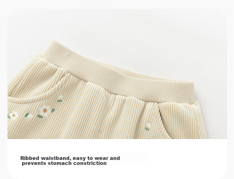 BALABALA [Same As in Mall] Baby Long Pants, Fleece-Lined Thickened Joggers, Winter Girls' Trousers 3