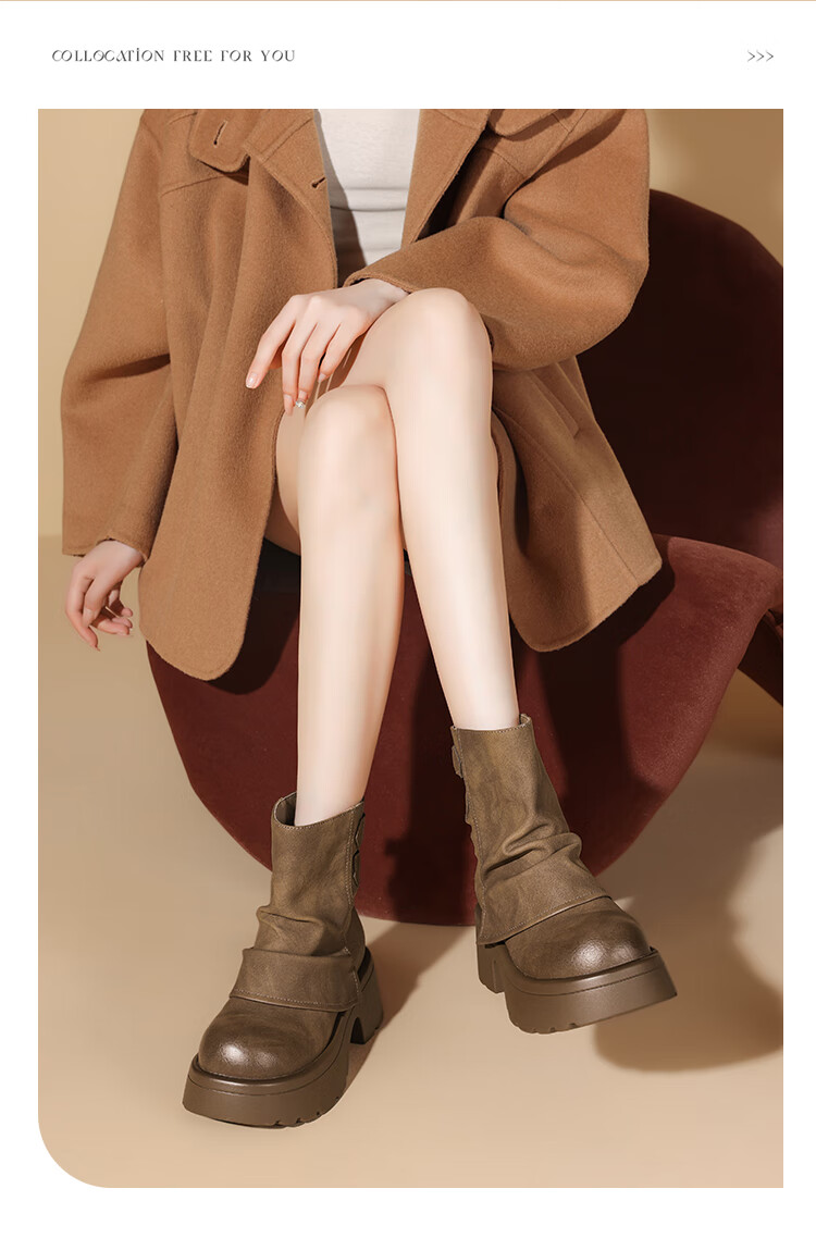 Josiny Platform Fashion Boots Women 2025 Autumn Winter New Stylish Mallard Short Boots British Style Martin Boots Yellow Brown Size 37 9