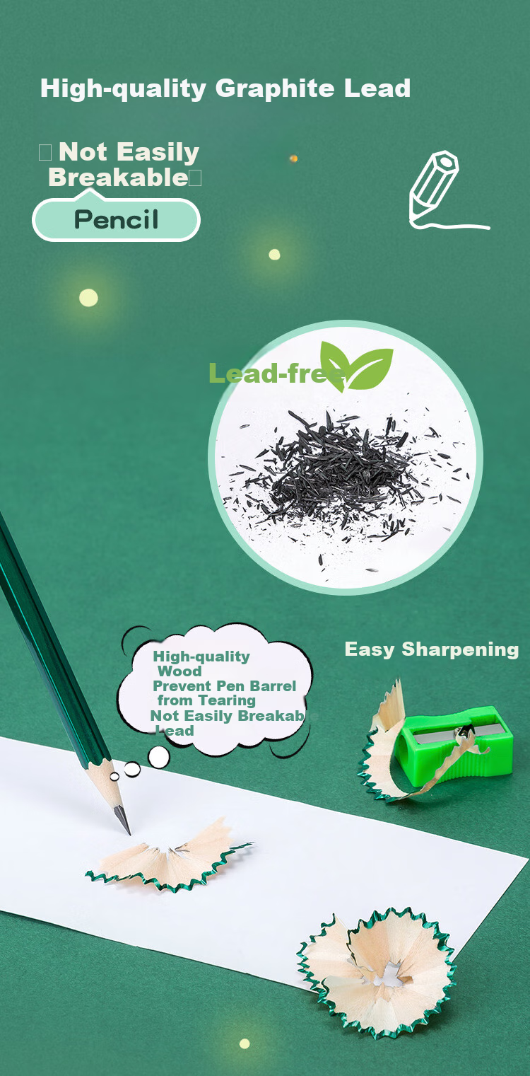 COMIX Wuhuangrensheng Is Wilderness 2B Pencils 10 Pieces, Classic Green Wooden Hexagonal Pencils, Student Exam Marking Cards Writing Art Wooden Pencils, EWHMP0105 3