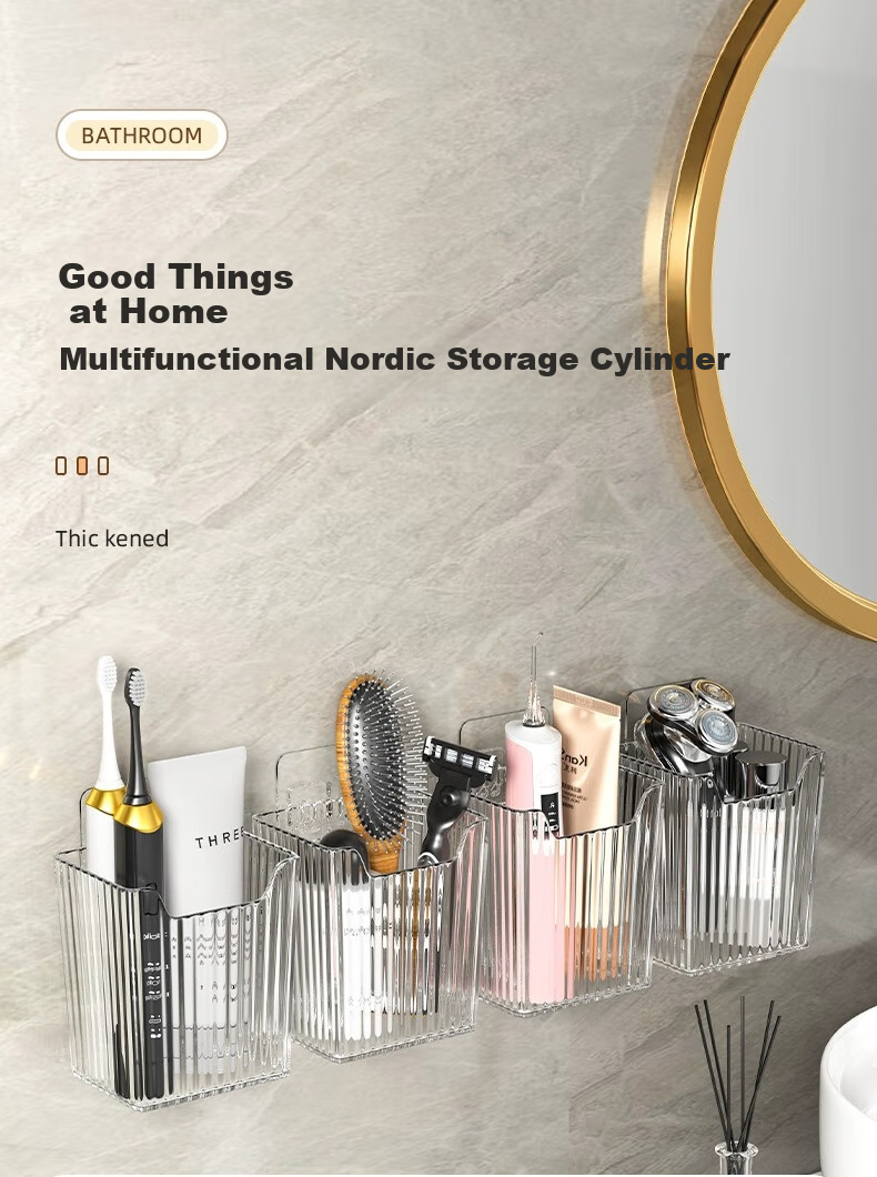MUYA Bathroom Storage Rack, No Drilling Required, Wall-Mounted Toothbrush Holder, Toothpaste And Comb Organizer, Storage Box for Bathroom And Kitchen, Storage Solutio 1