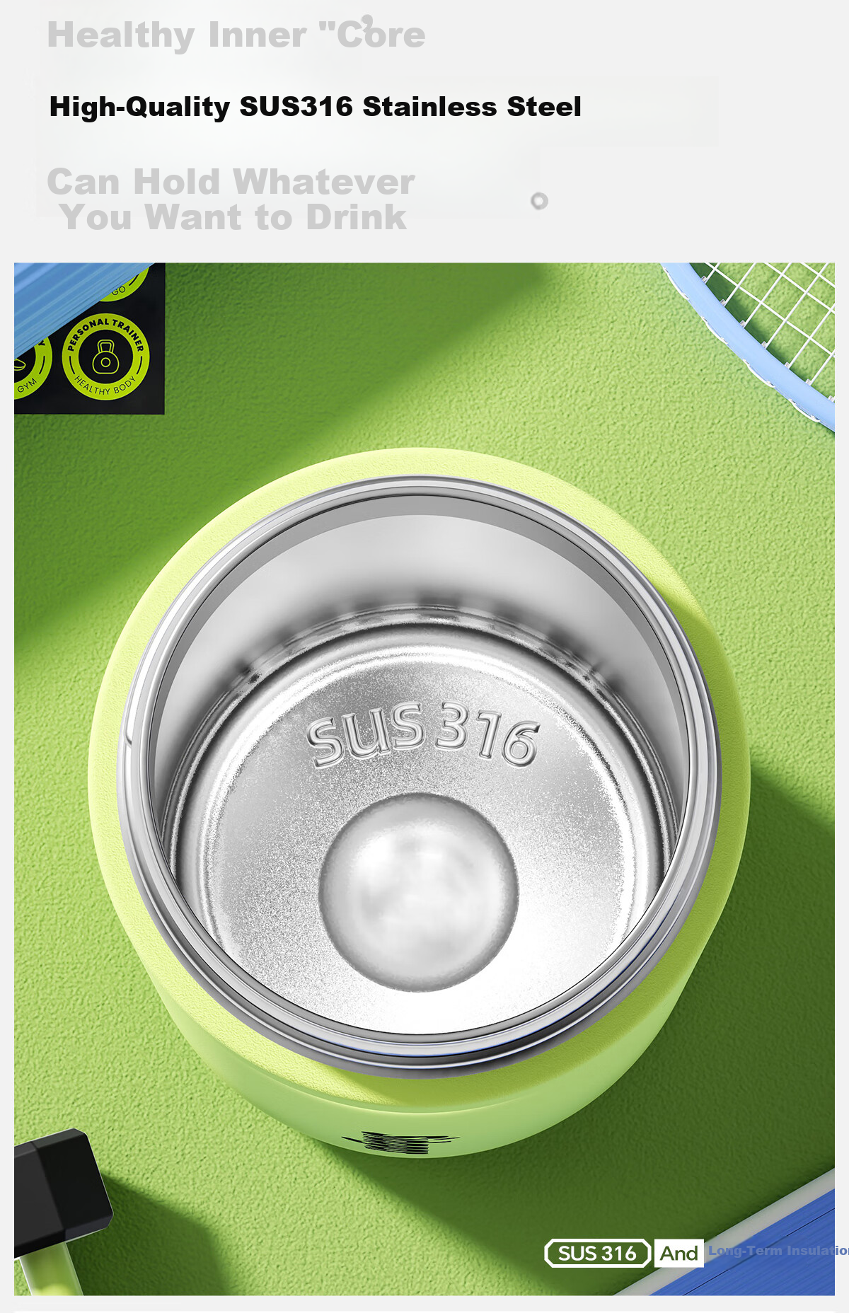 Shidajia Insulated Cup, Keeps Hot Or Cold, Outdoor Sports, Quick-Open Lid, Portable Large Capacity Water Bottle, Stylish Stainless Steel Dual-Use Cup 7