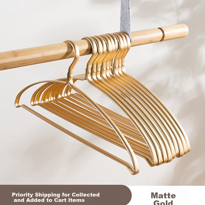 Fanyejia Aluminum Alloy Hangers, 10 High-End Models, Household Clothes Hangers, Seamless Wardrobe Hangers, Anti-Shearing Angle Drying Rack