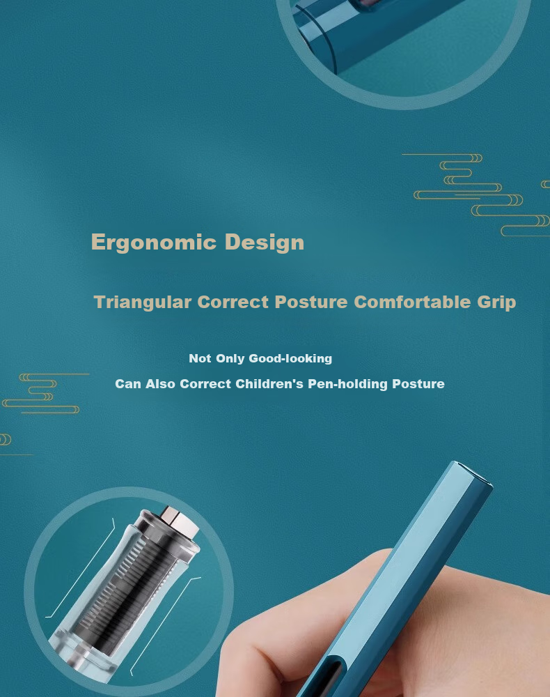 DiLe National Trend Fountain Pen for Primary School Students, Children's Handwriting Practice for Grades 3-4, Replaceable Blue Ink Cartridge, Smooth Writing with Varying Line Thickness, 3237 Single Pen Randomly Selected 7
