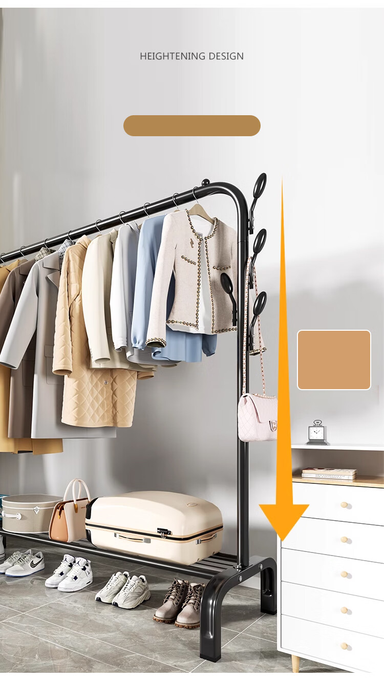 Huakaizhixing Clothes Drying Rack, Floor-Standing Drying Pole, Indoor Clothes Hanger, Balcony And Bedroom Drying Rack, Clothes Stand, YJ98 White, 1.5 Meters 6