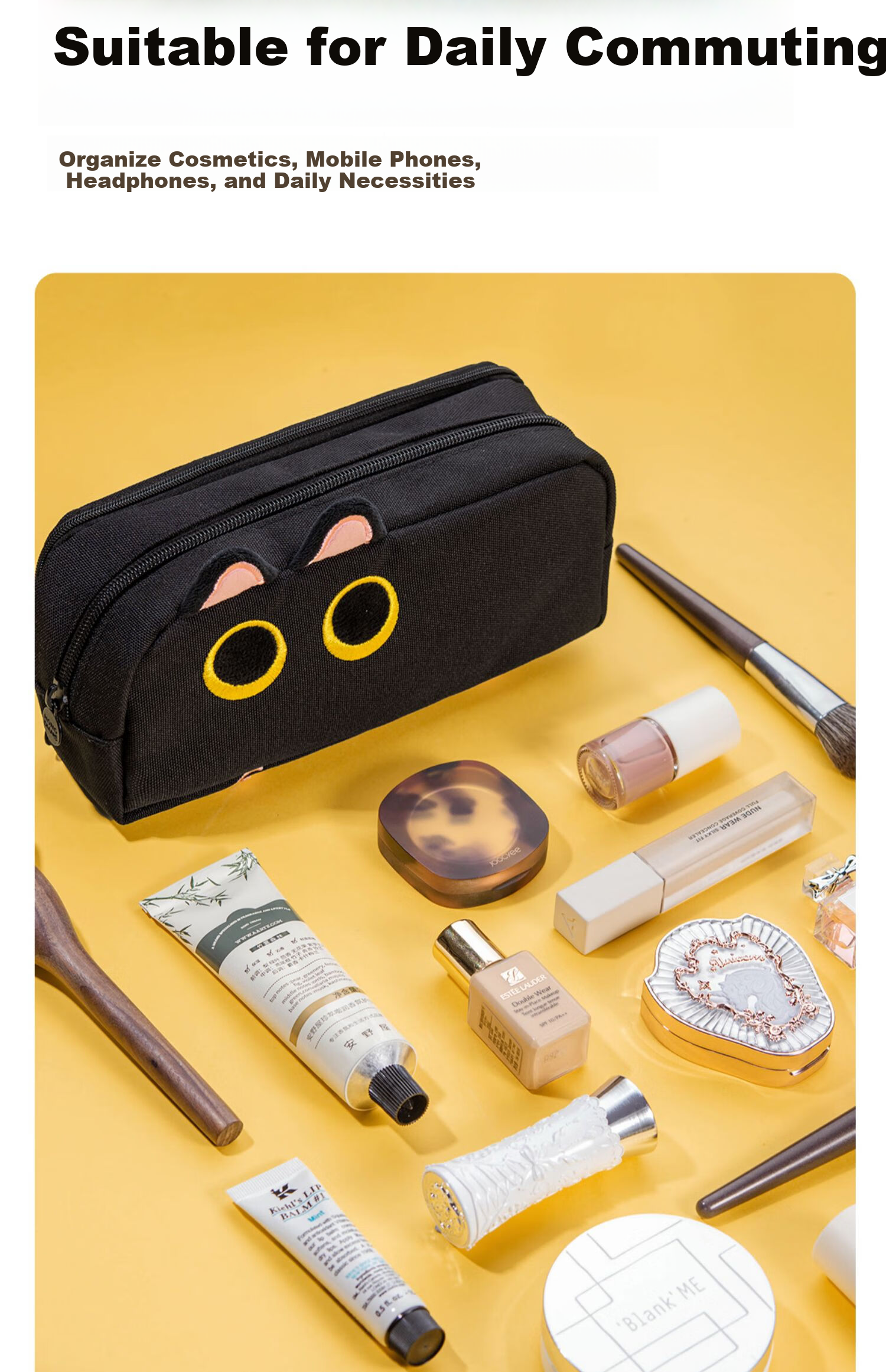 Hongdian Large Capacity Pencil Case for Middle School Girls, Stationery Pencil Box for Boys, New Style Stationery Pencil Case for College Students, Black Cat Plush Pencil Bag, Mysterious Black Cat, Back-To Season, Student Party 18
