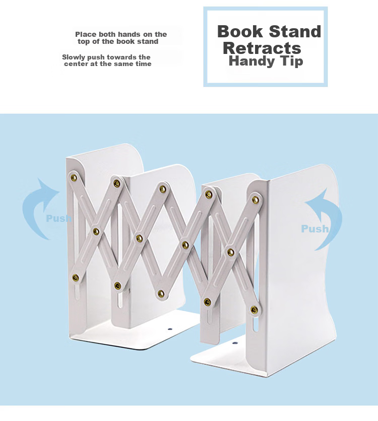Jindeli Extendable Bookend Desktop Storage Rack Children's Bookshelf Fixed Book Stand Iron Box Simple Student Supplies Dormitory Book Holder Book Board Black SN402 9