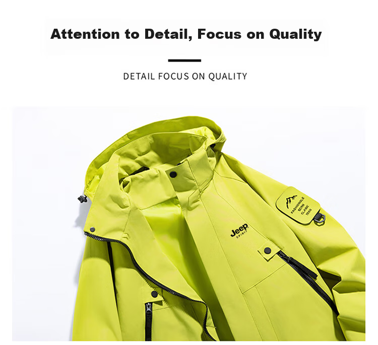 JEEP SPIRIT Men's Spring And Autumn Jacket, Casual Waterproof Sports Hiking Coat for Couples, Fluorescent Green, Size L 12