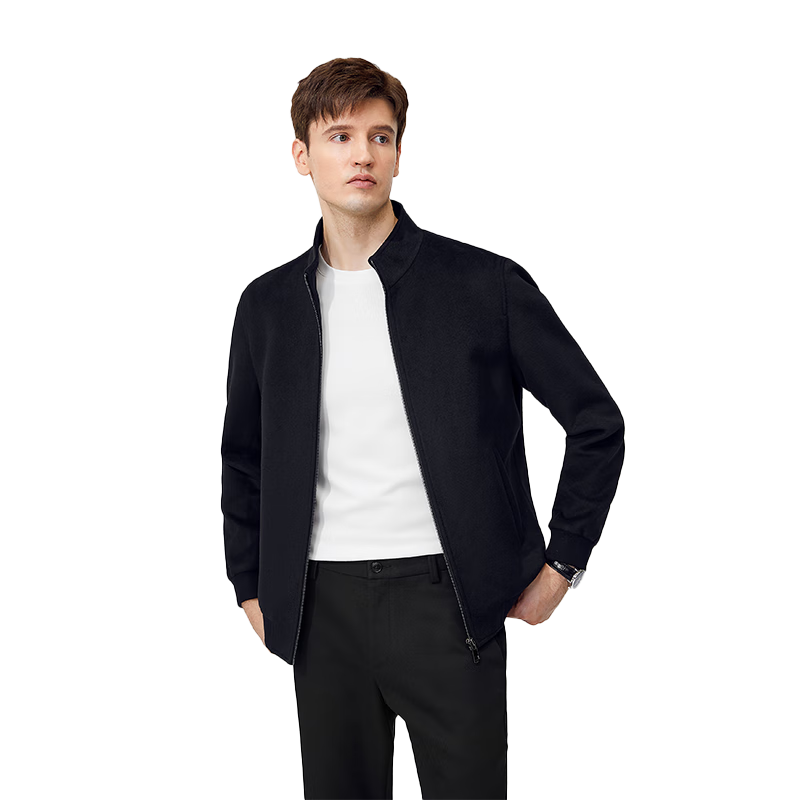 Goldlion [Warm Merino Wool] Stand-Collar Jacket, 2026 Autumn Men's High-End Lightweight Coat, Navy Blue, 3XL