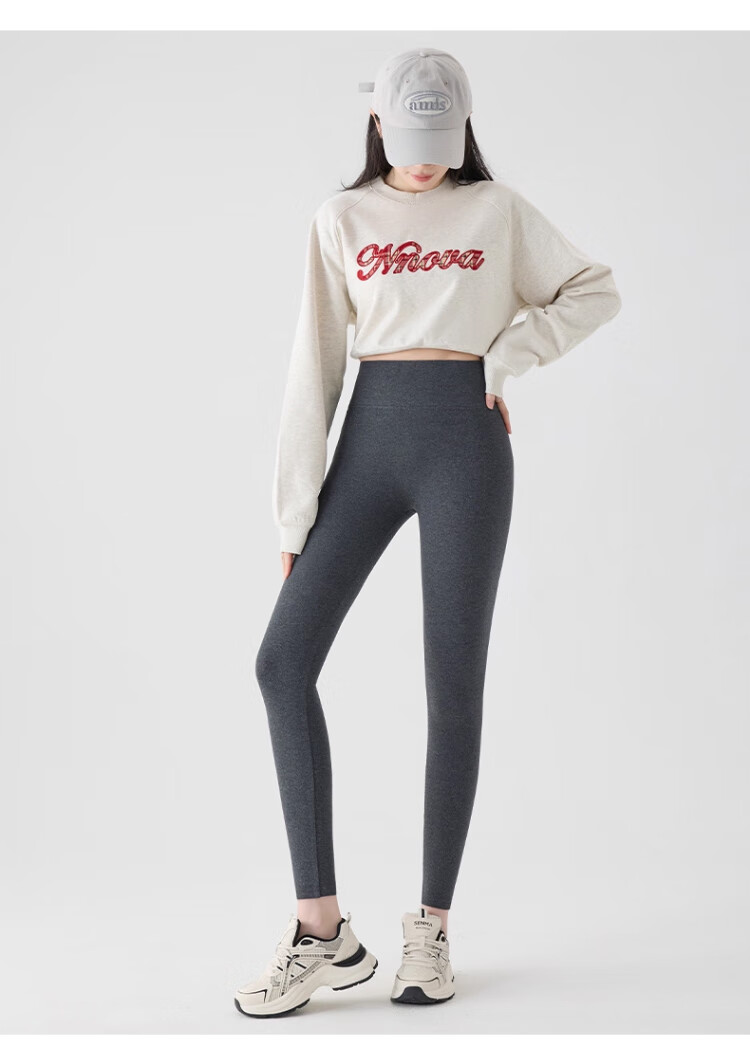 Caiyue Women's High-Waist Slimming Cotton Leggings, Vertical Striped Cotton Outerwear Pants, Tummy Control, Ankle-Length, Warm Skinny Pants 4