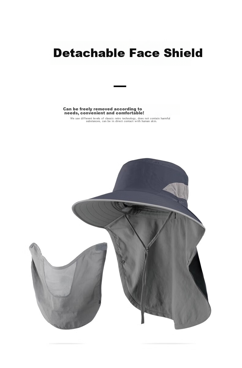 Zhanshuniao (Full Face Coverage) Fishing Sun Protection Hat for Men, Summer Outdoor Sun Hat, Wide Brim Fishing Hat, UV Protection Face Mask for Wome 11