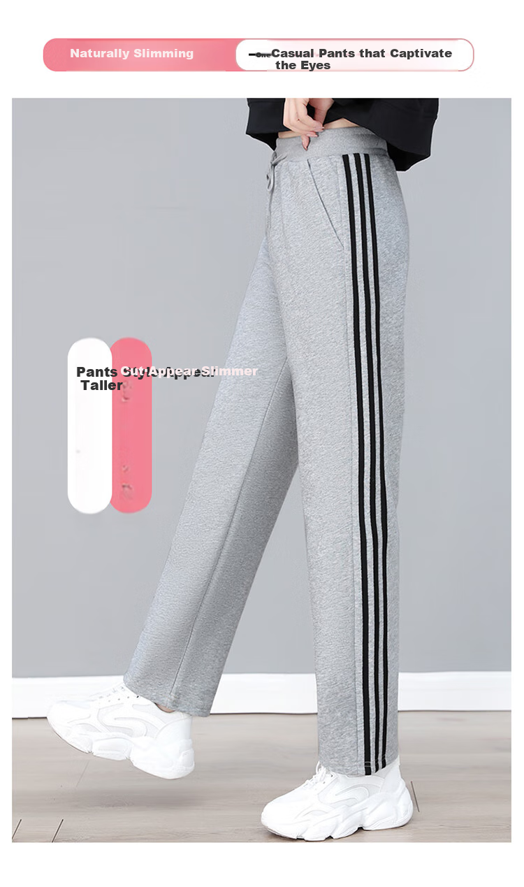 TUCANO Women's Casual Pants, Cotton Comfortable Fashion Versatile Straight-Leg Slimming Sports Trousers, Women's Clothing, Black, L 2