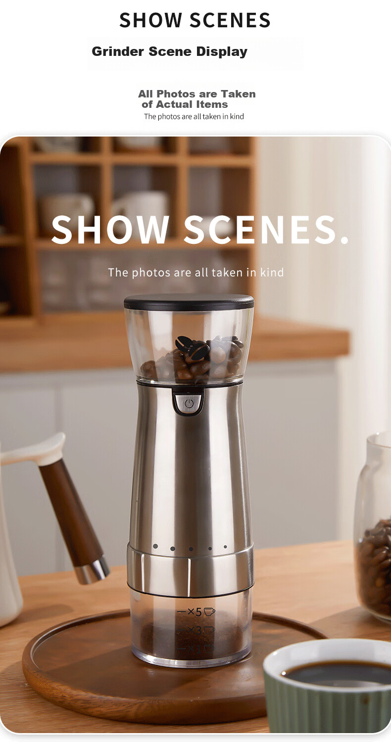 TEOTM Coffee Grinder, Portable Small Home Use Manual Grinder, Automatic Coffee Machine, Electric Bean Grinder 13