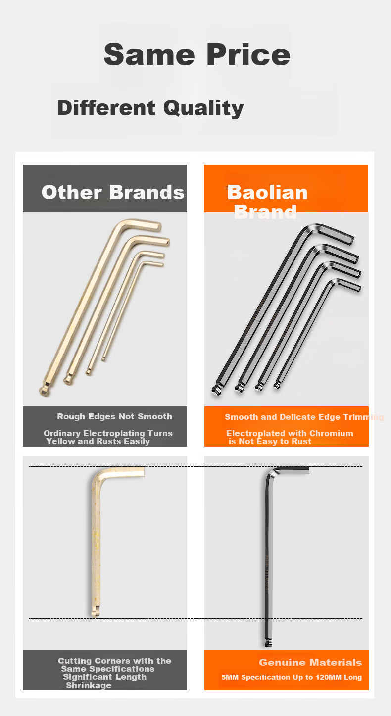 Baolian Hex Key Set, Internal Hexagon, Hexagonal Wrench, Extended Hexagon, Metric Screwdriver Tool 4