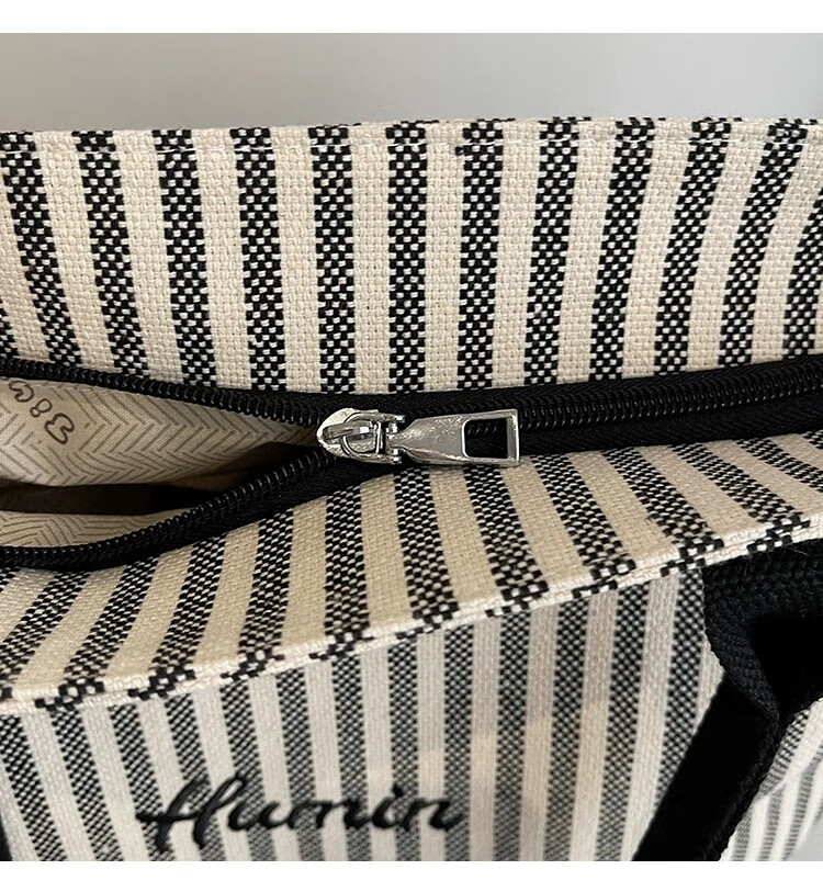 Kelorock Striped Large Capacity Canvas Bag for Women 2025 New Fashion Handheld Shoulder Shopping Tote Casual Commuter Bag 5