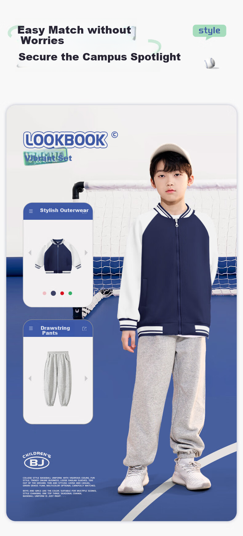 TonLion Boys' Jacket, Spring And Autumn Stylish Baseball Uniform, Trendy Color-Block Sportswear, Coat Top, Navy Blue, Size 140 2
