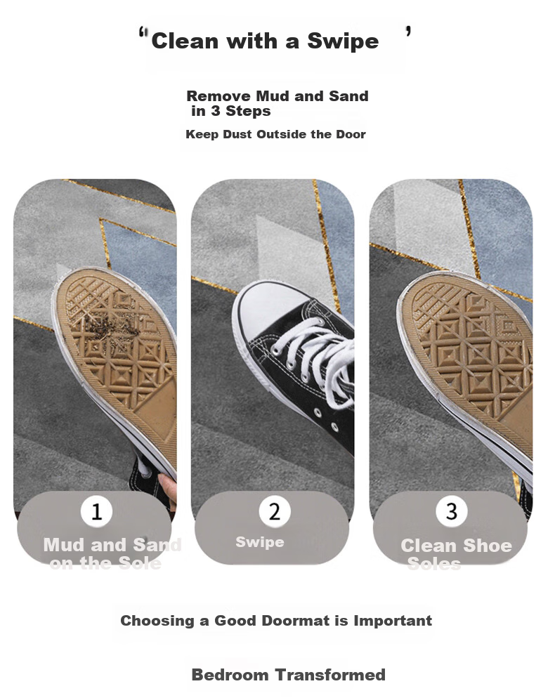 Qimian Entrance Mat, Doorway Foot Mat, Luxurious High-End Feel, Non-Slip, Dirt-Resistant, Foyer Rug, Fenghua 80*120cm 6
