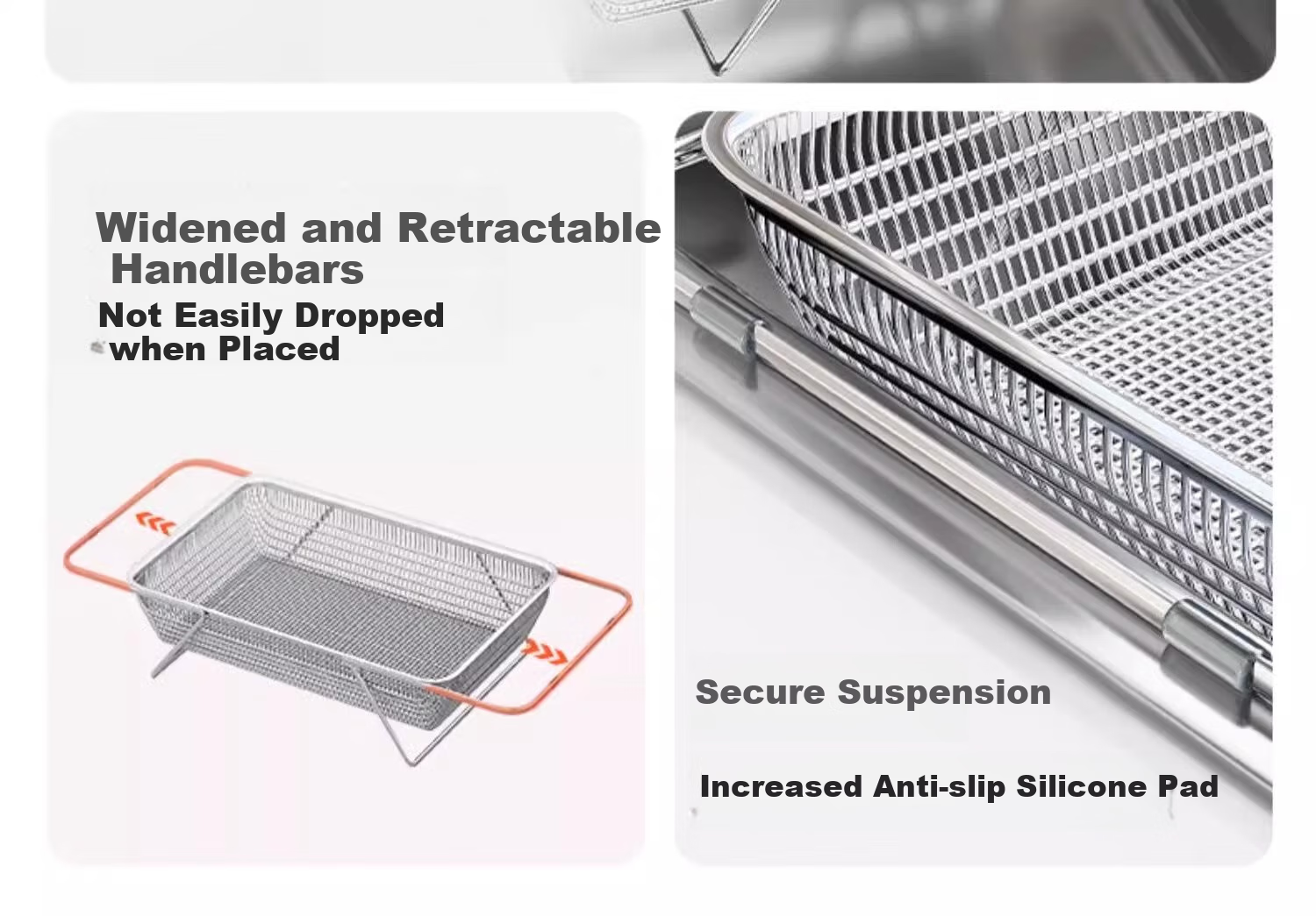 Jiadu 304 Stainless Steel Extendable Draining Basket, New Kitchen Sink Vegetable Washing Basin Dishwashing Sink Bowl And Plate Draining Rack 5