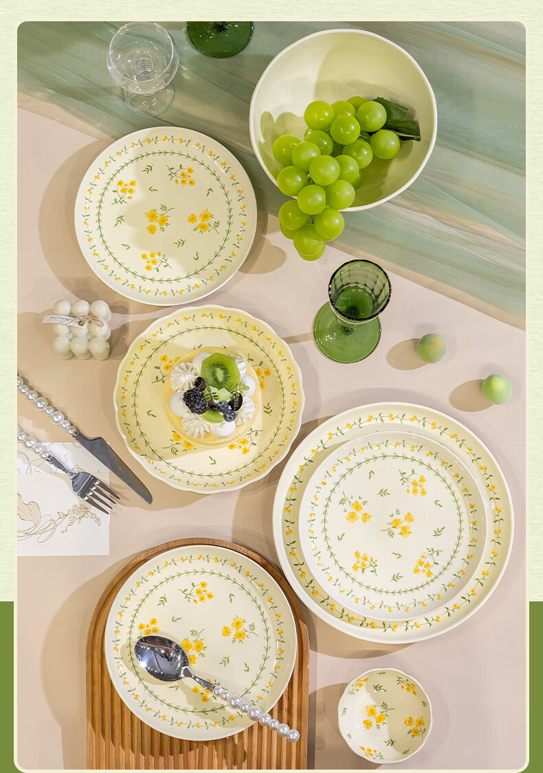 KANGMO 2026 Ceramic Bowl and Plate Set 36-Piece Home Dining Tableware Fresh Style Gift for Housewarming 7