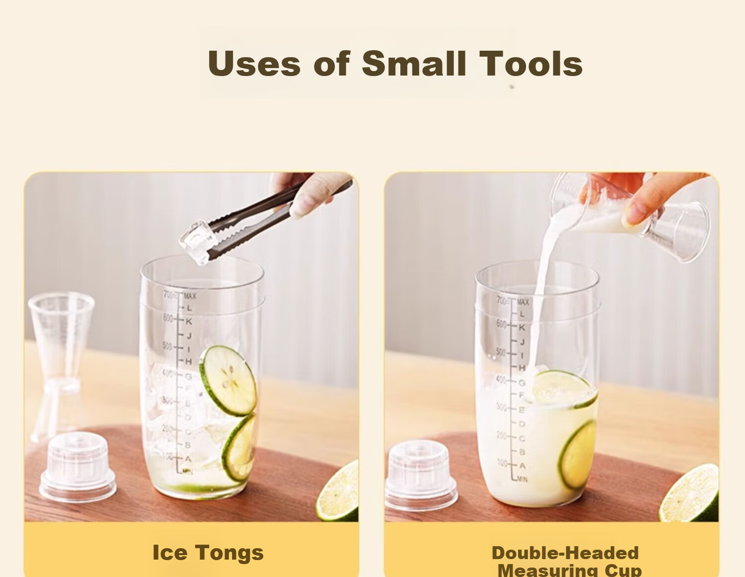 Jingmao Cocktail Shaker Set, Lemon Tea Maker Tool, Cocktail Manual Shaker, Muddler, Jigger, Shaker Bottle 22
