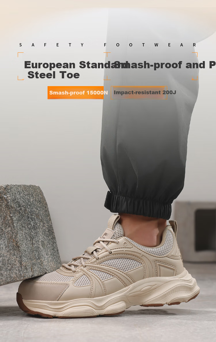 JUNBU Safety Shoes for Men with Steel Toe Cap, Anti-Smashing, Puncture-Resistant, Breathable, Soft Sole, Comfortable Construction Site Work Boots 5008BK Size 41 4