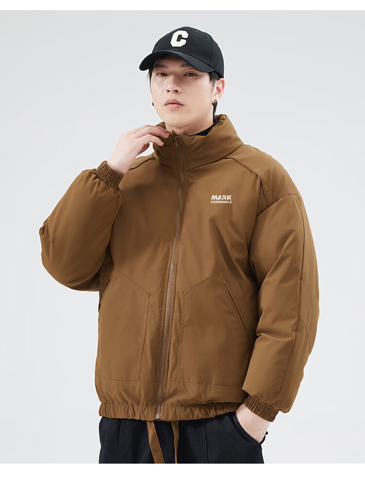 FAIRWHALE Men's Cotton Jacket Autumn Winter Casual Stand Collar Thickened Warm Outdoor Puffer Coat Dark Gray 3XL 6
