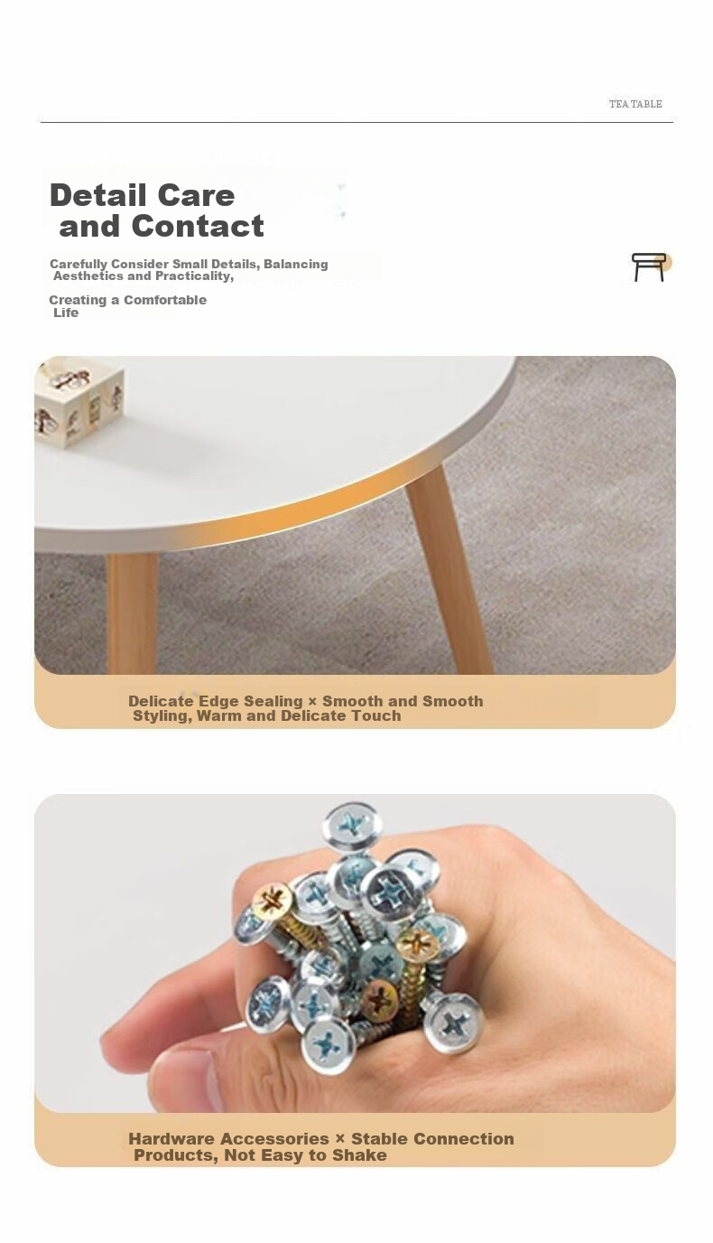 FENJIEXIAN Coffee Table, Living Room Small Tea Table for Small Apartments, Simple Tea Table, Double-Layer Tea Stand, Balcony Small Table 9