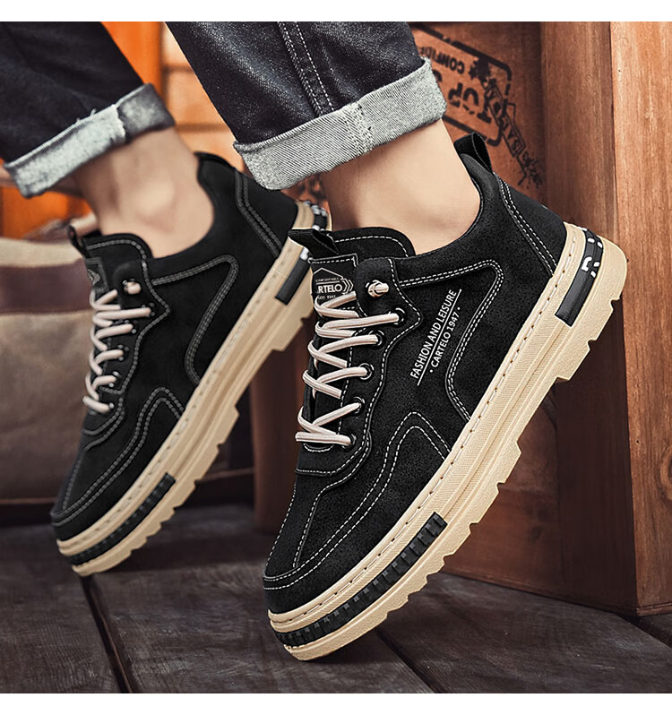 CARTELO Men's Summer Trendy 2026 Fashion Casual Slip-On Martin Sneakers Boots Black Size 42 5