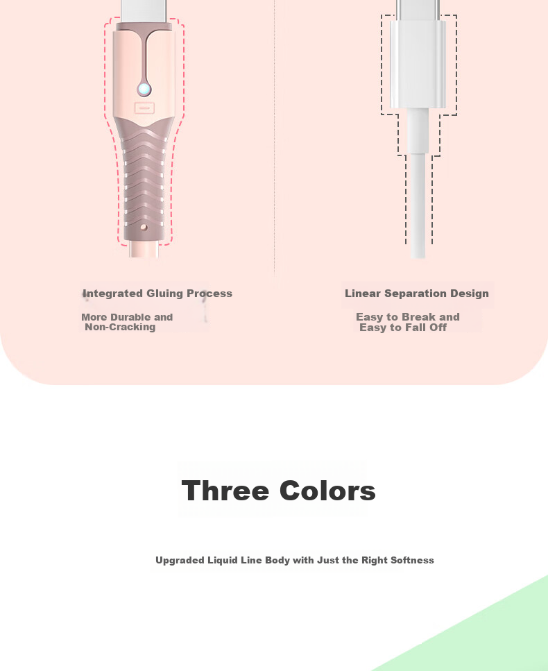 Nengshi Three-In Charging Cable, Fast Charging Compatible with Apple IPhone14/Typec And Android Devices, Three-Headed Cable for Xiaomi/Huawei, 66W, 0.6 Meters, Pink 13