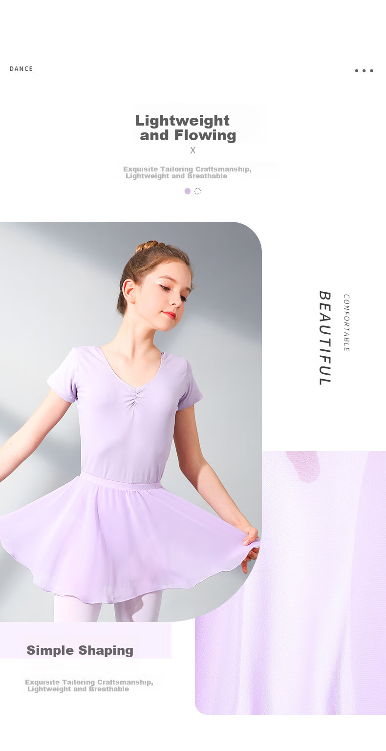 Zhiyouban Children's Dance Skirt, Girls' Half Skirt, Short Dance Skirt, Ballet Skirt, Half-Chiffon Skirt, Purple, S 5