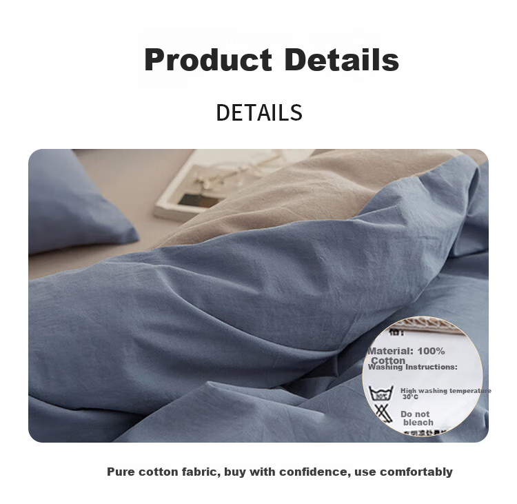 Wuyingongfang Mu Yin Liangpin Textile Bedding Set, 100% Pure Cotton Duvet Cover 200x230cm, Sapphire Blue 3