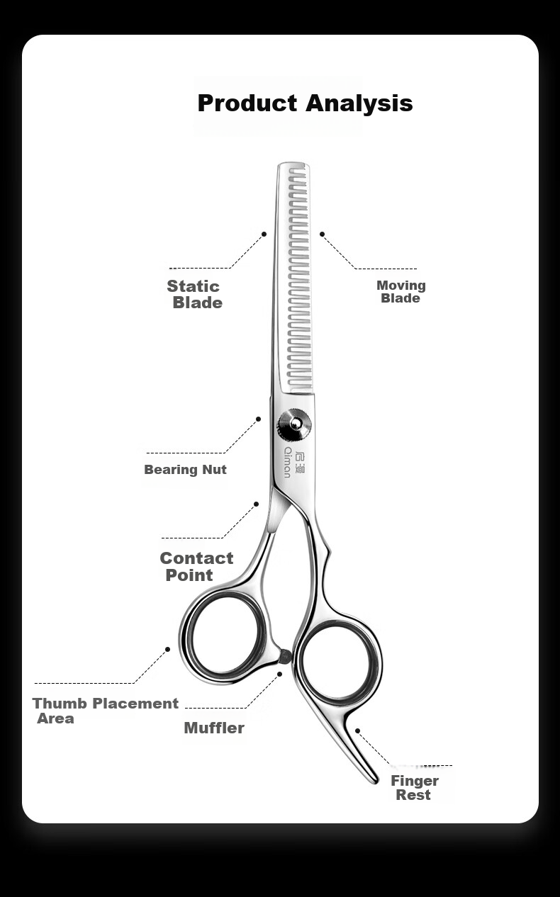 Qiman Hair Cutting Scissors, Hair Trimmer, Thinning Shears, Straight Scissors, Haircutting Tool, Bangs Trimmer, Professional Adult And Children's Hair Cutting Scissors Set, Father's Day Gift 10