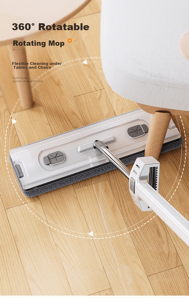 Xiangjiamei Flat Mop, 42cm, 2 Fabric Chenille, Household All-In Cleaning, 2026 New Model, Lazy Person's Absorbent No-Hand Flat Mop 10