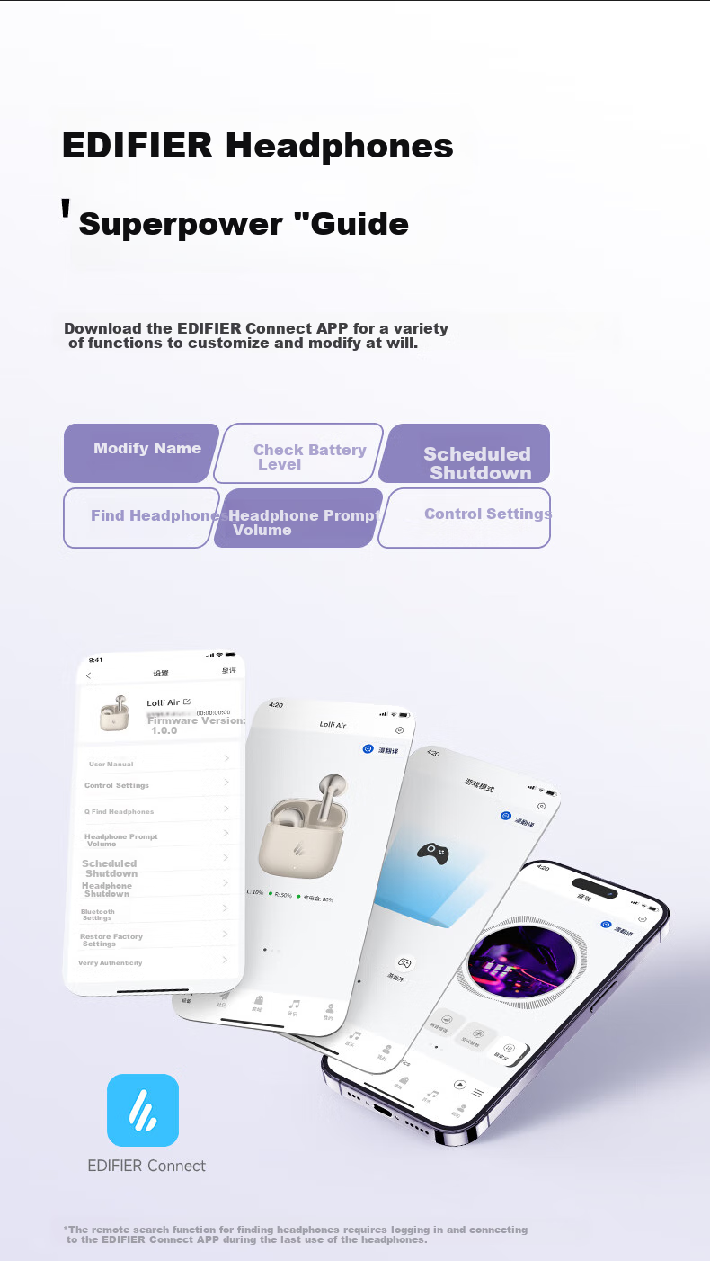 EDIFIER New Product Lolli Air True Wireless Bluetooth Earphones, Spatial Audio, Translation Headphones, Translation Device, Compatible with Apple Huawei Xiaomi Phones, Ice Purple, Graduation Gift 16