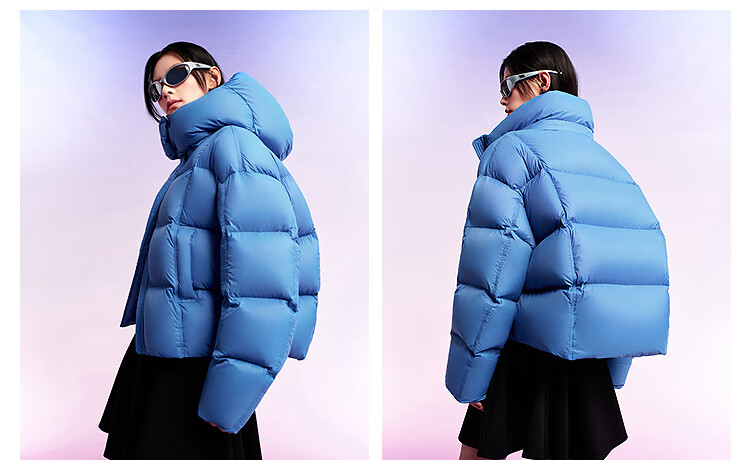 BOSIDENG Off-Season Winter Puff Down Jacket Women 90% Down Thickened Detachable Hood Loose Short Lazy Style Coat 15