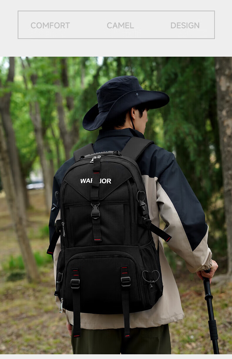 Warrior Men's Backpack Travel Business Double Shoulder Bag 90L Large Capacity School Bag Outdoor Hiking Lightweight Luggage Bag 10
