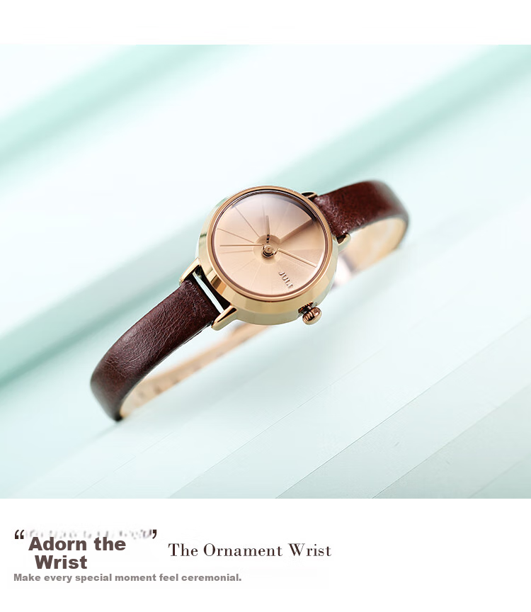 Julius Women's Watch, Korean Version, 3D Dial, Fashionable Versatile Student Waterproof Quartz Ladies Watch, Coffee Color JA-979E 12