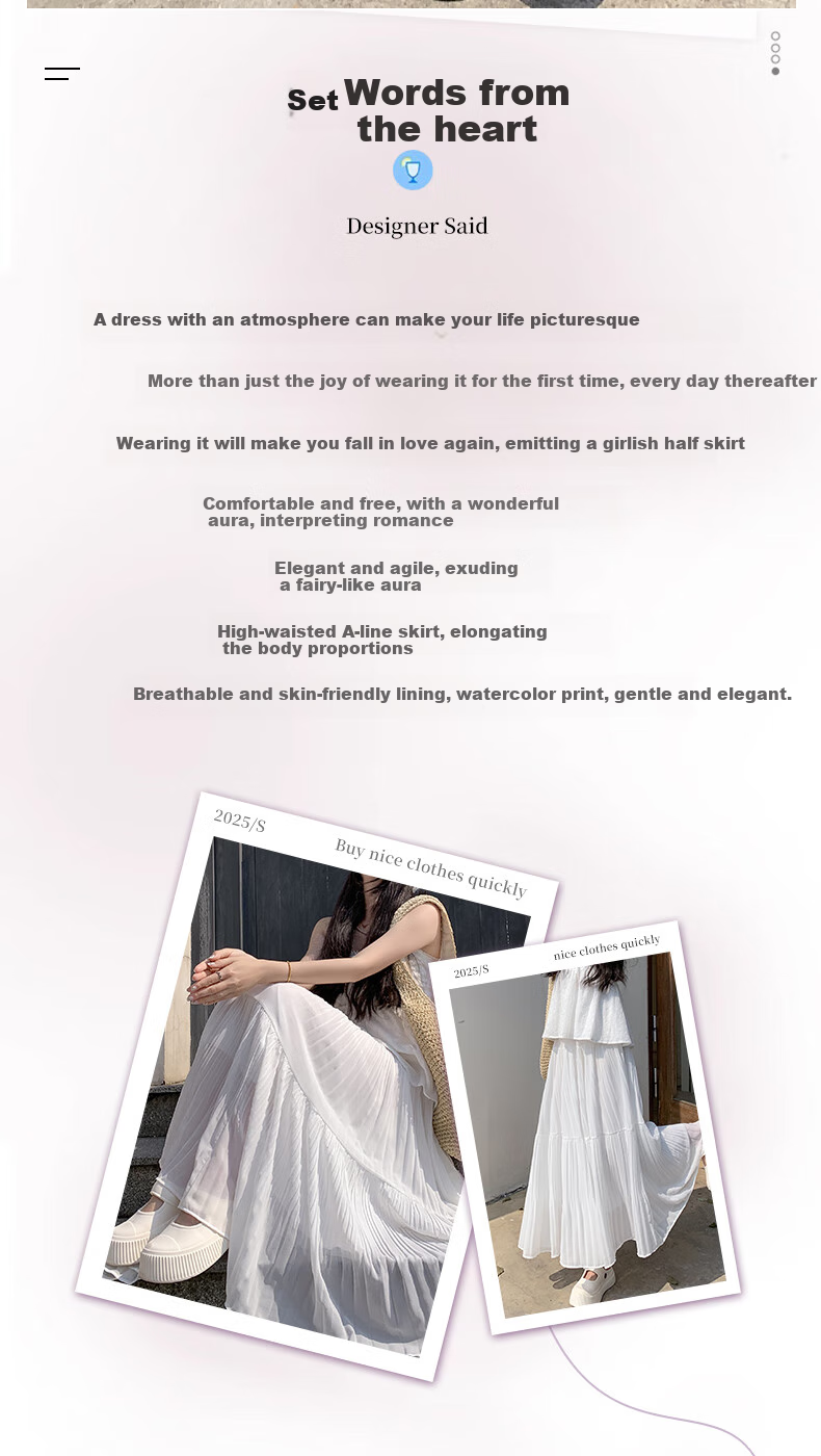 BOPRUIEY Pleated Chiffon Skirt for Women, Summer High-Waist Draping Gentle Elegant A-Line White Long Skirt 2